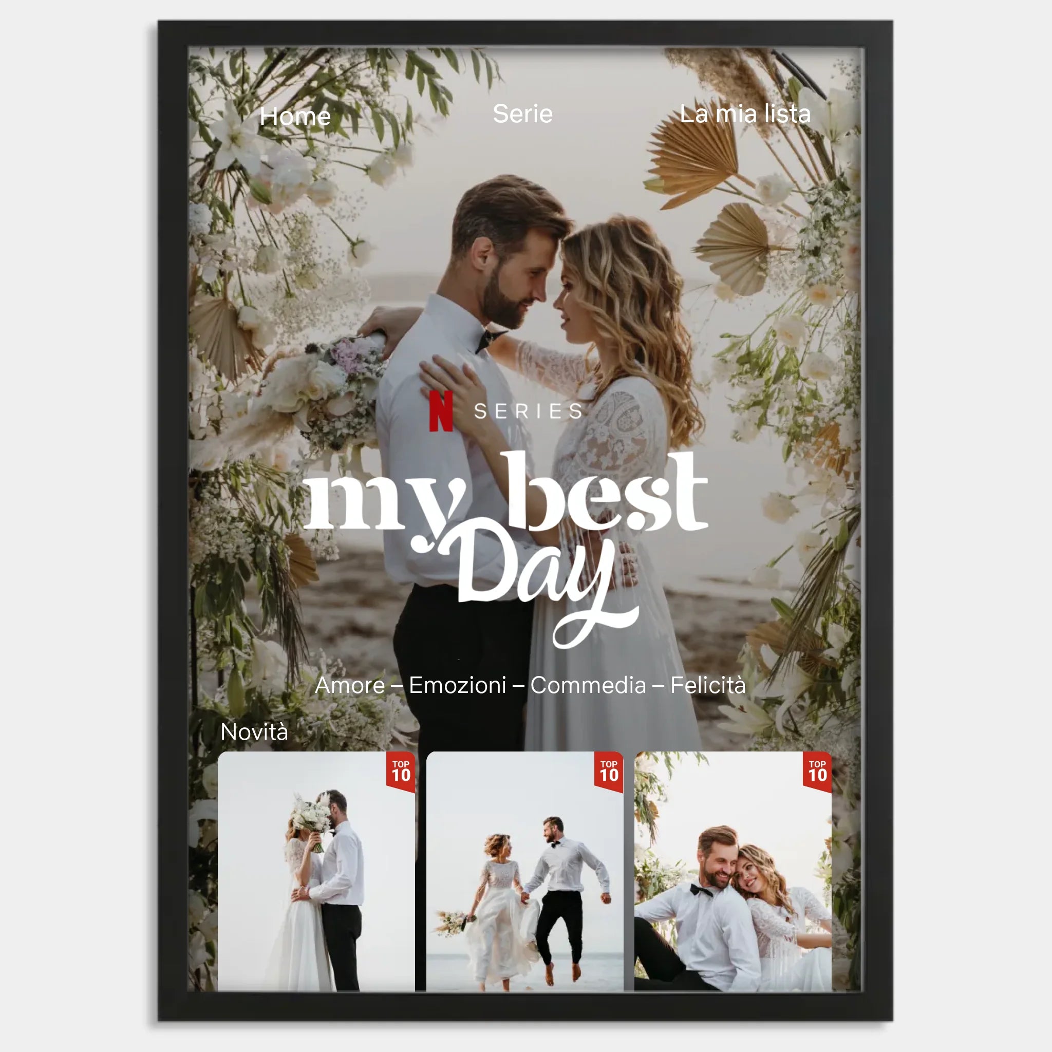 Cadre bois noir personnalisé cadeau