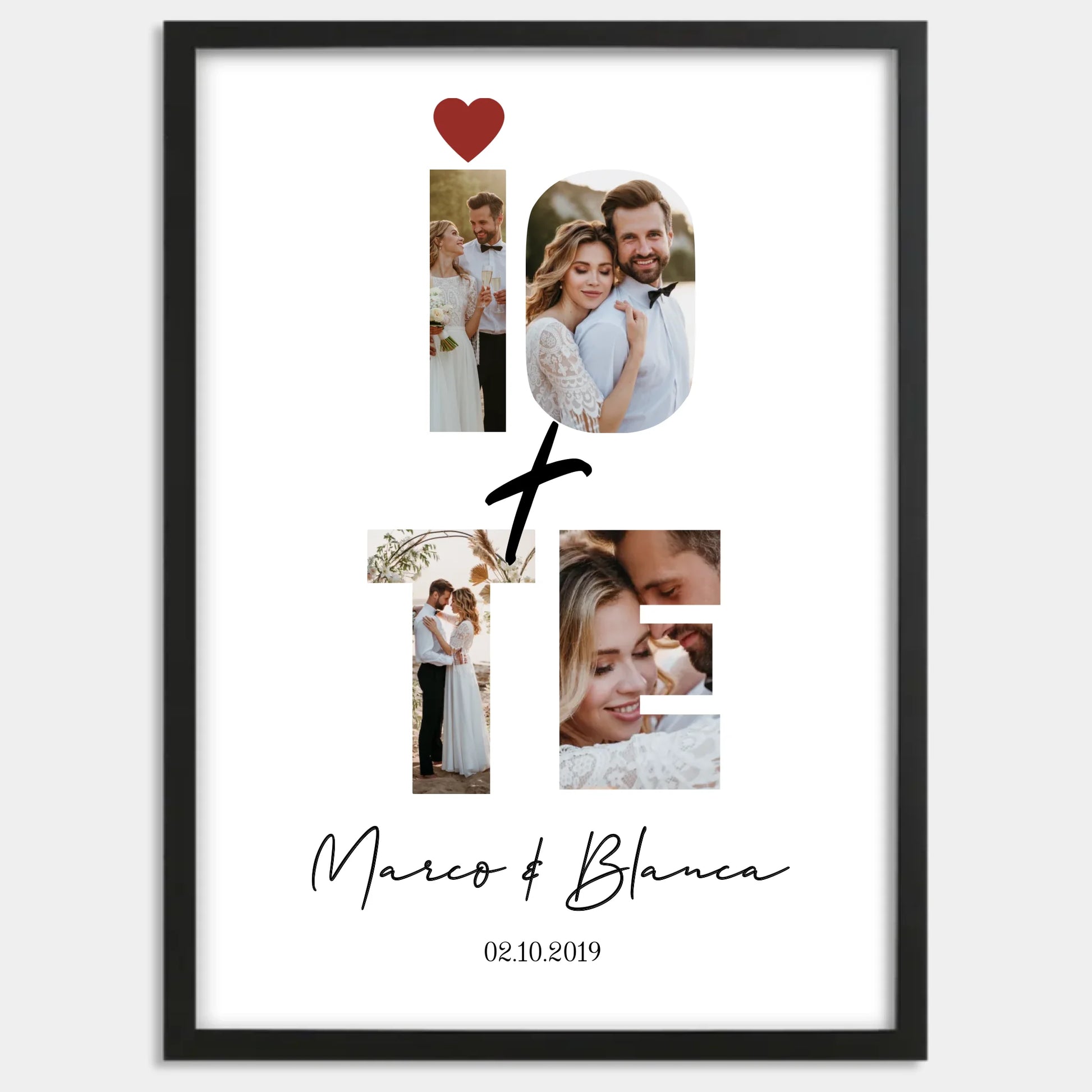 Cadre bois noir personnalisé cadeau