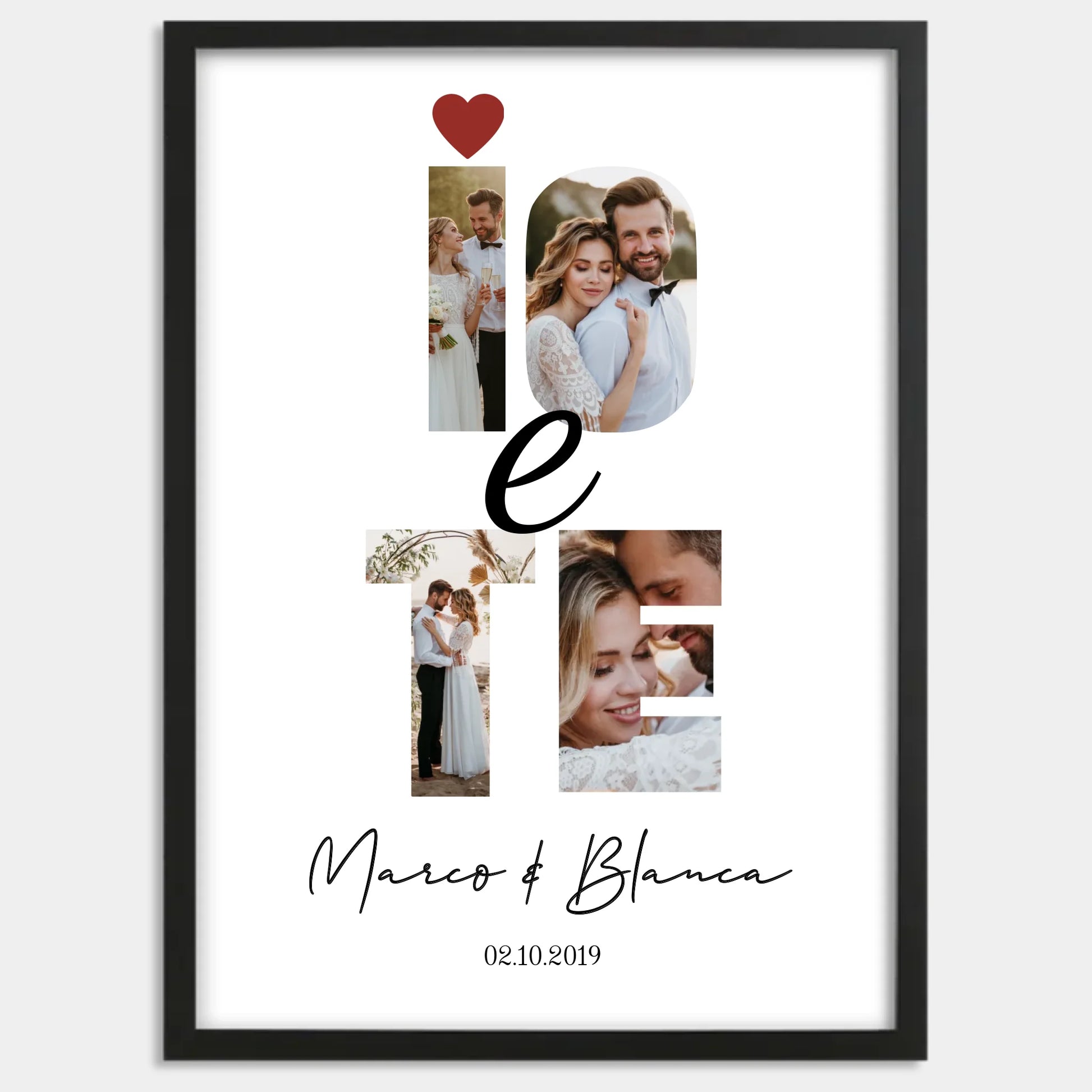 Cadre bois noir personnalisé cadeau