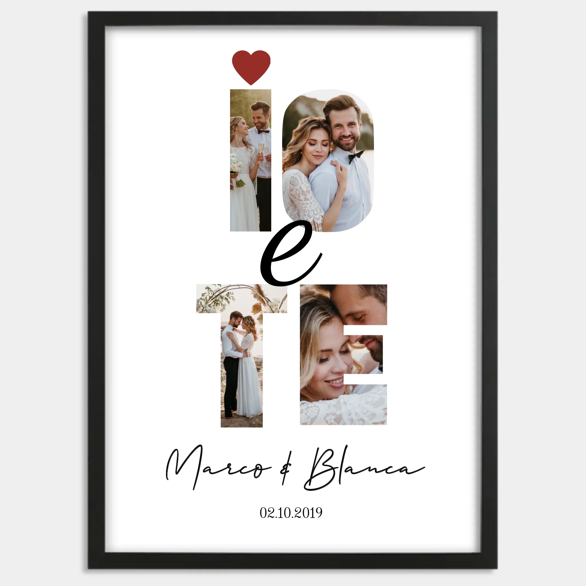 Cadre bois noir personnalisé cadeau