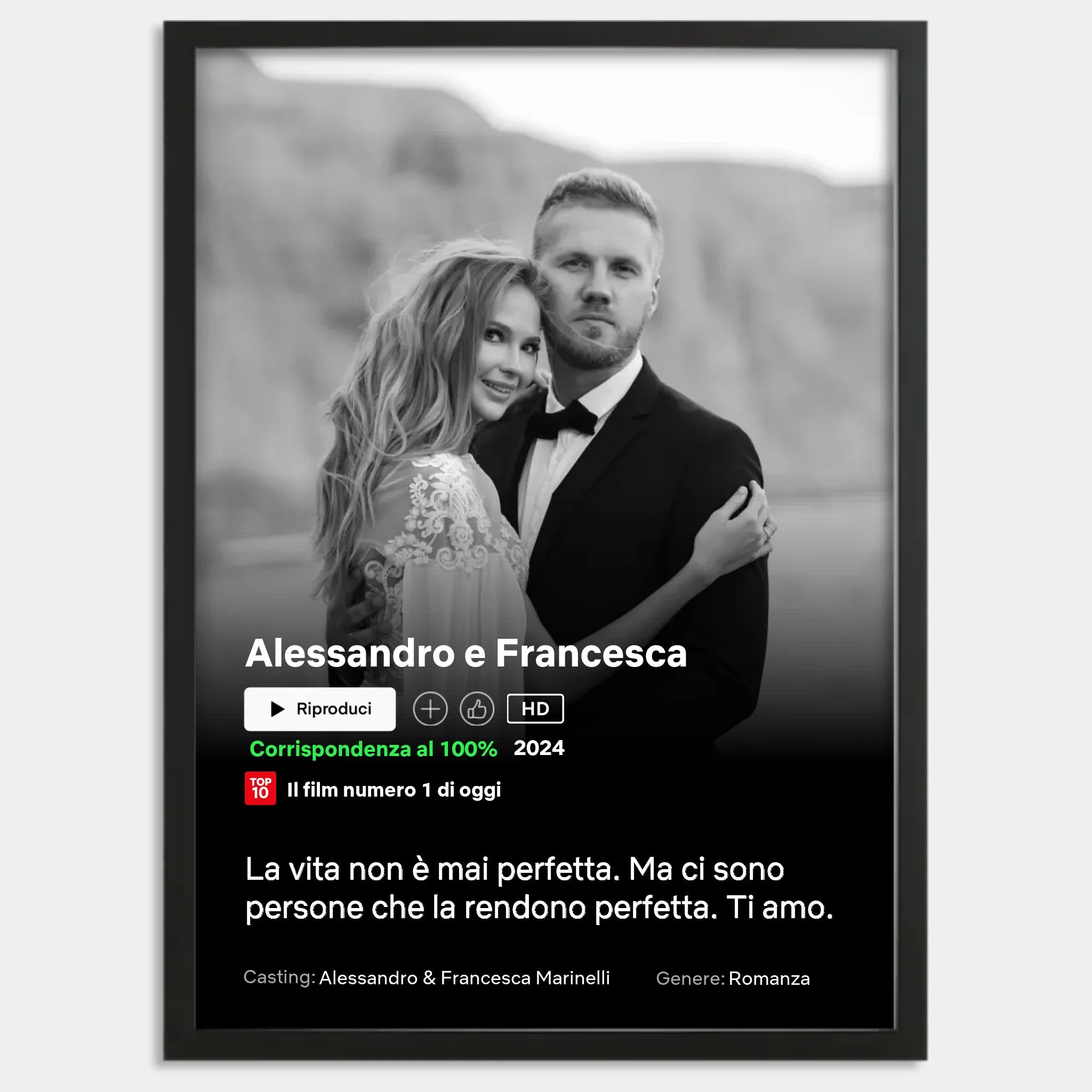 Cadre bois noir personnalisé cadeau