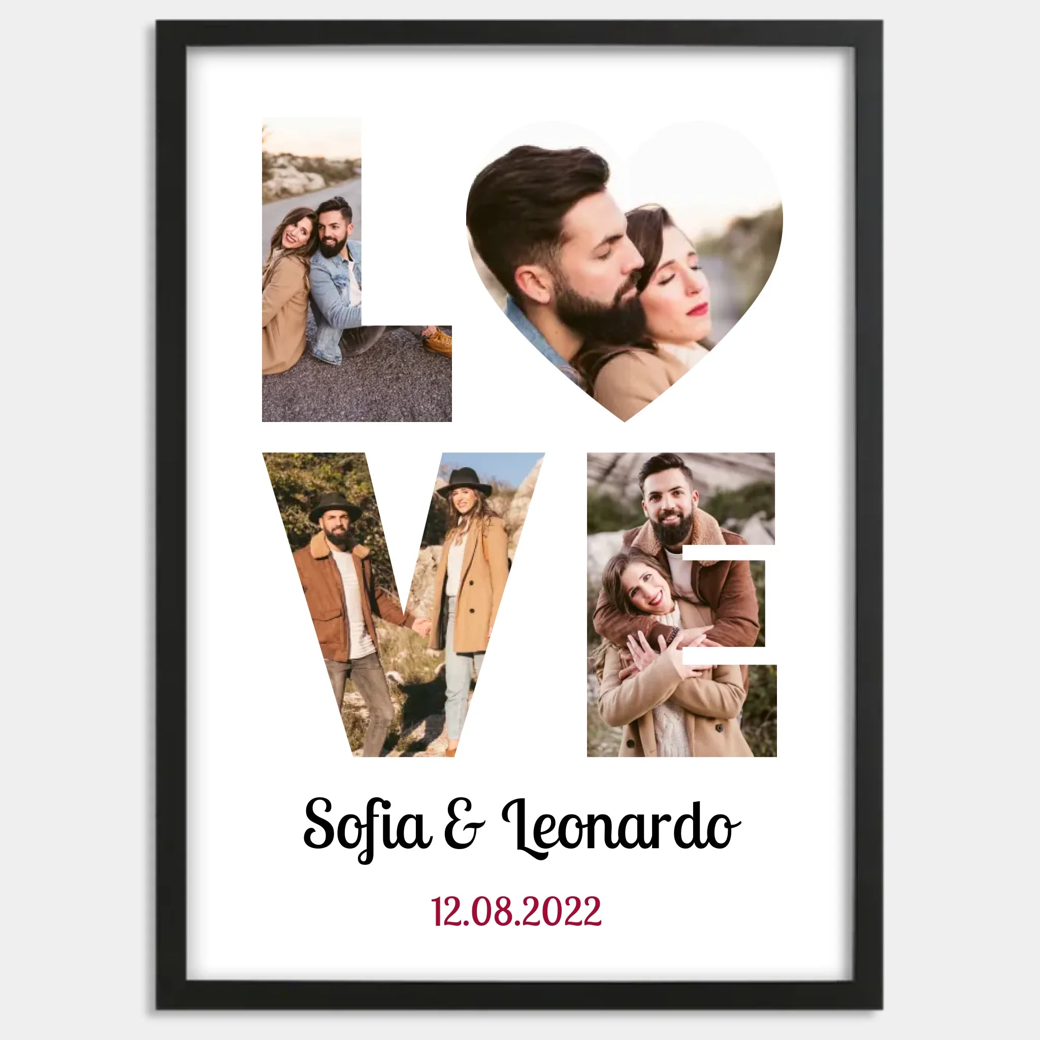 Cadre bois noir personnalisé cadeau