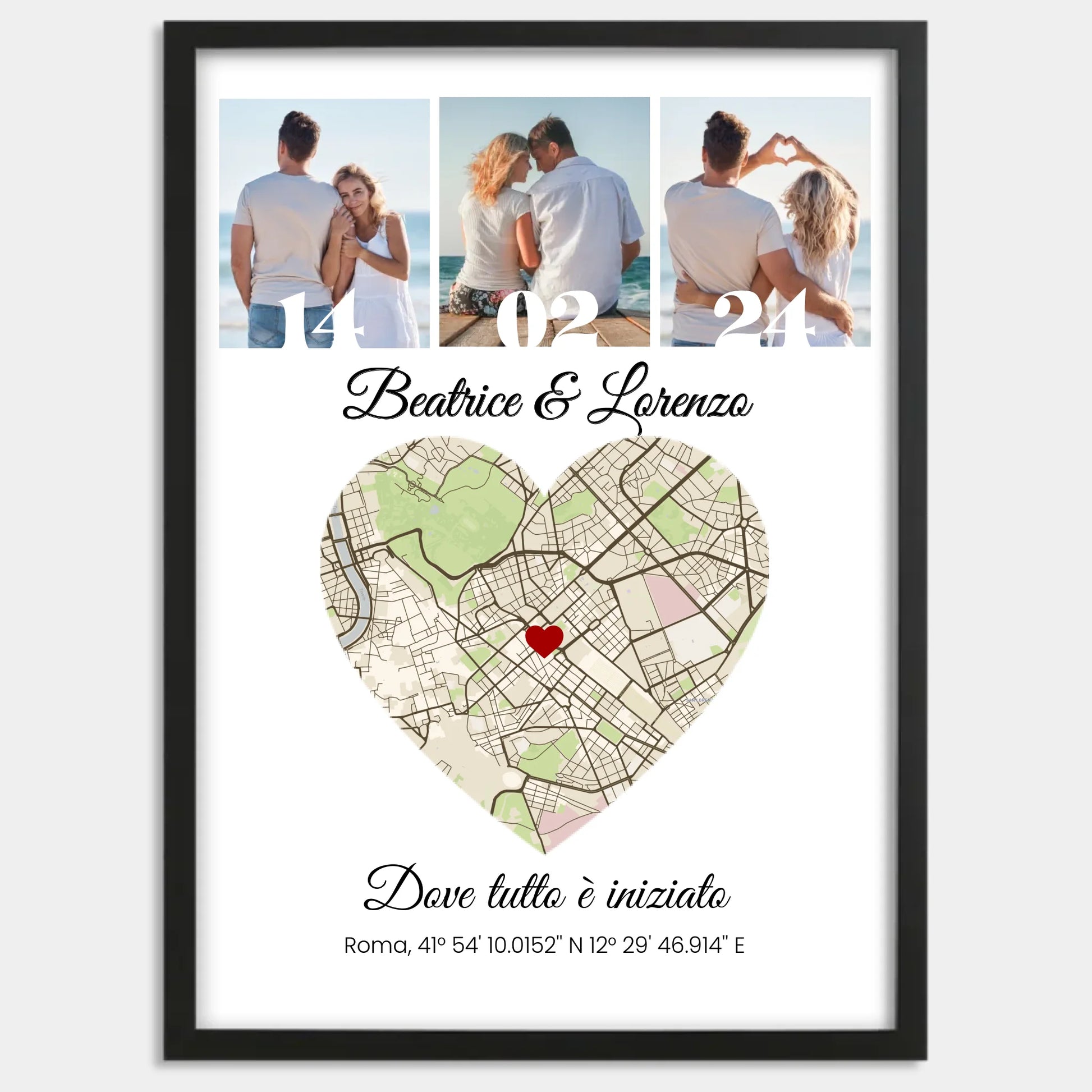 Cadre bois noir personnalisé cadeau