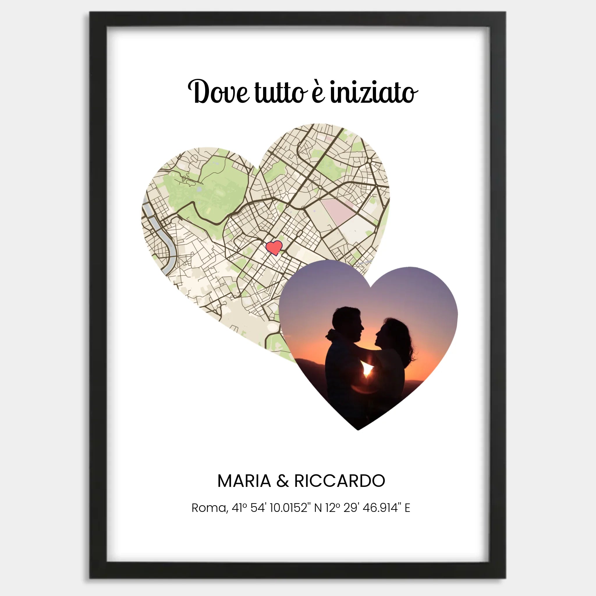 Cadre bois noir personnalisé cadeau